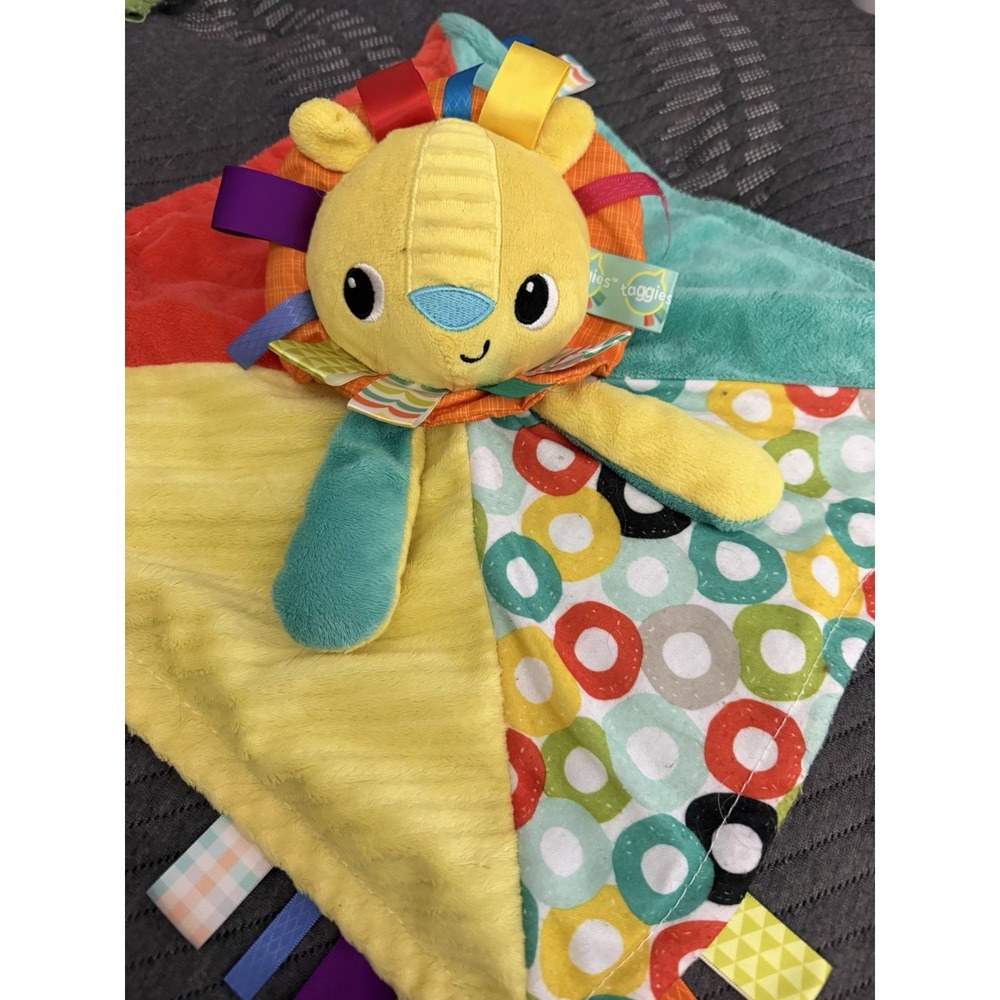 Bright Starts Taggies Lion Lovey Plush Baby Security Blanket Tag Sensory Lovie